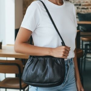 Blue Navy Blackish Mexican Soft Pebble Leather Women's Purse Shoulder Bag